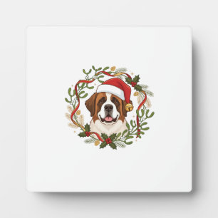 Kerstmis Sint Bernard Honden Santa Hoed Krans Fotoplaat