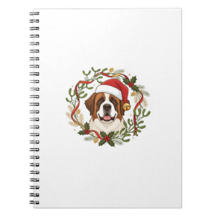 Kerstmis Sint Bernard Honden Santa Hoed Krans Notitieboek
