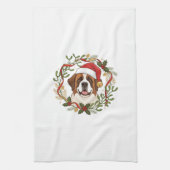 Kerstmis Sint Bernard Honden Santa Hoed Krans Theedoek (Verticaal)