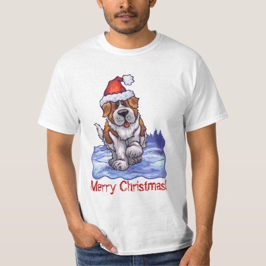 Kerstmis Sint Bernard Light T-shirt (Voorkant)