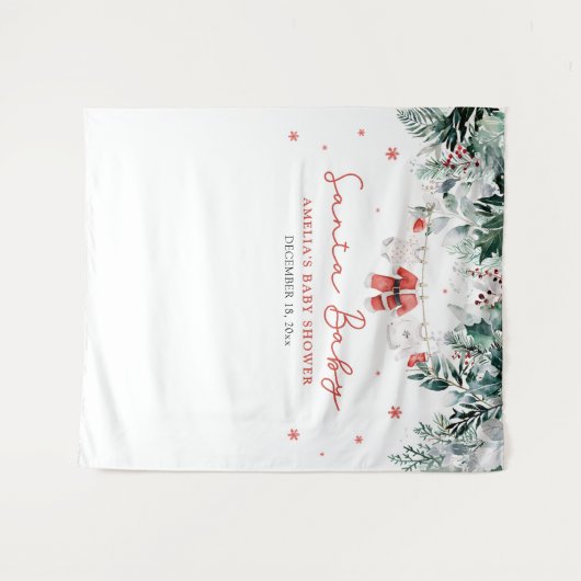 Kerstmis Sinterklaas Baby Shower Foto Booth Achter Wandkleed (Voorkant (horizontaal))