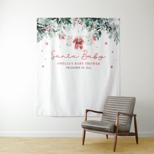 Kerstmis Sinterklaas Baby Shower Foto Booth Achter Wandkleed (In situ)