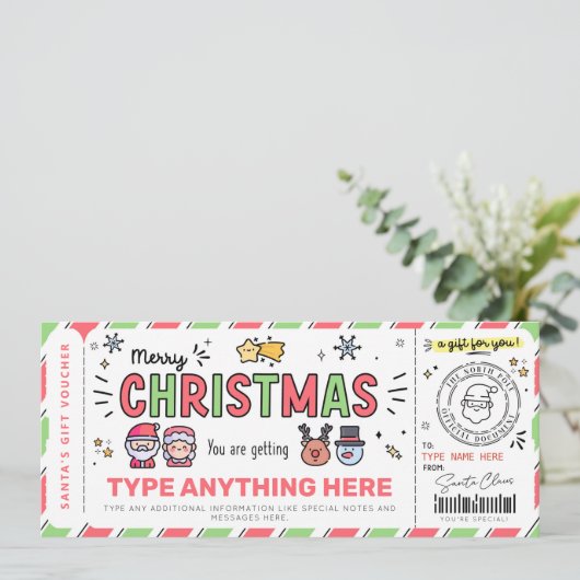 Kerstmis Sinterklaas Cadeaubon Sjabloon voor kinde Kaart (Staand voorkant)