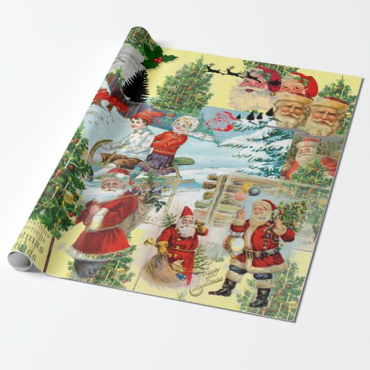 KERSTMIS Sinterklaas COLLAGE Cadeaupapier (Uitgerold)