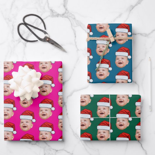 Kerstmis Sinterklaas Hoed Aangepaste Gezichtsfoto Inpakpapier Vel (Voorkant)