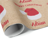 Kerstmis Sinterklaas Hoed & Aangepaste Naam Patroo Cadeaupapier (Rol Hoek)