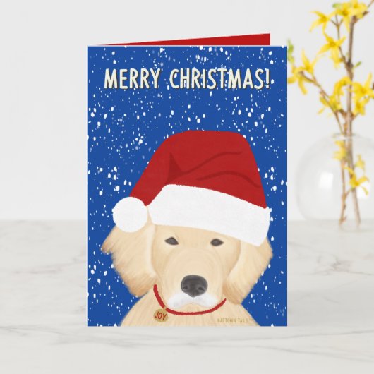 Kerstmis Sinterklaas Hond Groet Kerstkaart Kaart (Gele Bloem)