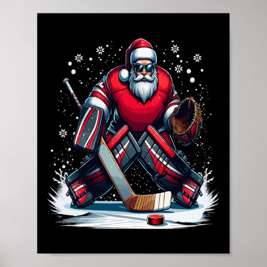 Kerstmis Sinterklaas IJshockey Keeper Horrend Kers Poster (Voorkant)