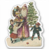 Kerstmis Sinterklaas & Kinderen Victoriaanse Kerst Sticker (Voorkant)