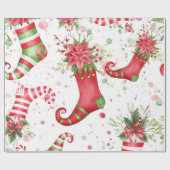 Kerstmis Sinterklaas sokken groot Cadeaupapier (Vlak)