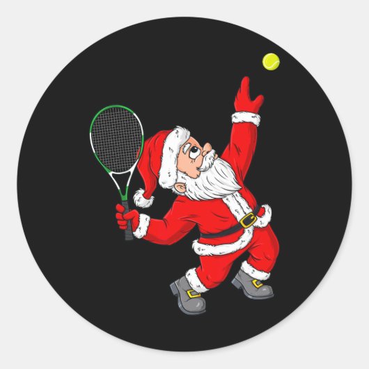 Kerstmis Sinterklaas Tennis Fun Boys Meisjes Kinde Ronde Sticker (Voorkant)