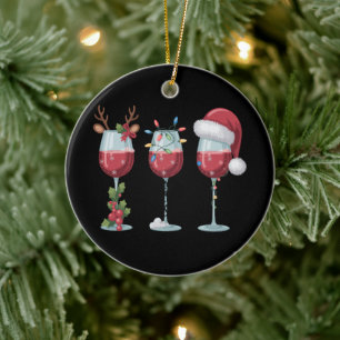 Kerstmis Sinterklaas Wijn Glas Vakantie Drinken Keramisch Ornament