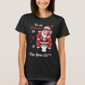 Kerstmis Sinterklaas Zonnebril Grappig Stout T-shirt (Voorkant)