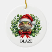 Kerstmis Sinterklaashoed Baardagaam op Maat Keramisch Ornament (Voorkant)