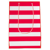 Kerstmis Sjabloon Elegant Red White Stripes Medium Cadeauzakje (Achterkant)