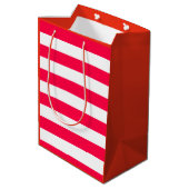 Kerstmis Sjabloon Elegant Red White Stripes Medium Cadeauzakje (Achterkant Gekanteld)