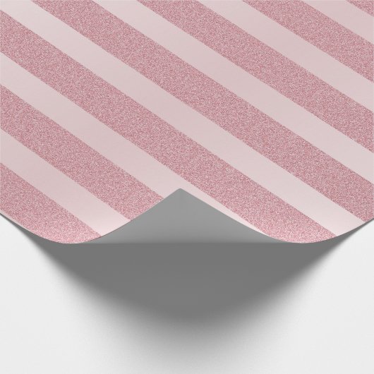 Kerstmis Sjabloon Moderne Roos Gold Glitter Cadeaupapier (Hoek)