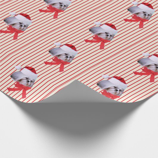 Kerstmis, sjiitische Tzu Dog, Santa Hat Cadeaupapier (Hoek)