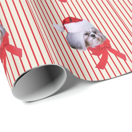 Kerstmis, sjiitische Tzu Dog, Santa Hat Cadeaupapier (Rol Hoek)