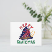 Kerstmis, Skater Santa Claus Briefkaart (Staand voorkant)