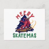Kerstmis, Skater Santa Claus Briefkaart (Voorkant)