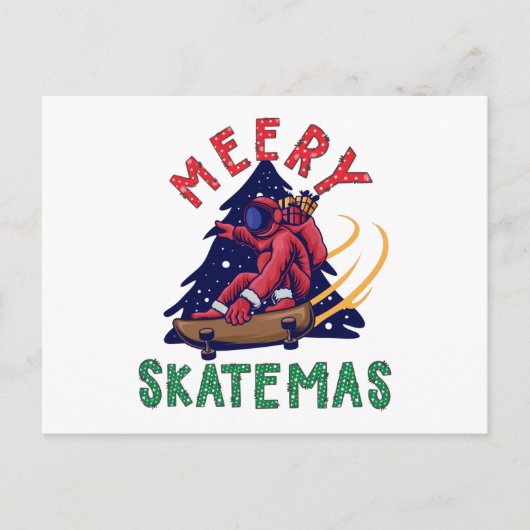 Kerstmis, Skater Santa Claus Briefkaart (Voorkant)