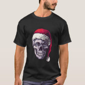 Kerstmis | Skelet in Santa Hat | Horror E T-shirt (Voorkant)