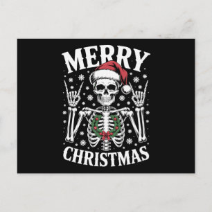 Kerstmis Skelet Kerstman Hoed Rots Bord Xmas Feestdagenkaart