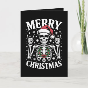 Kerstmis Skelet Kerstman Hoed Rots Bord Xmas Kaart