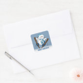 Kerstmis Skiing Snowman Vierkante Sticker (Envelop)