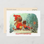 Kerstmis, skiles voor dieren feestdagenkaart (Voorkant / Achterkant)