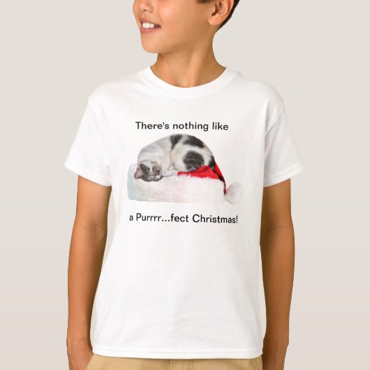 Kerstmis, slaapkat, kerstman t-shirt (Voorkant)