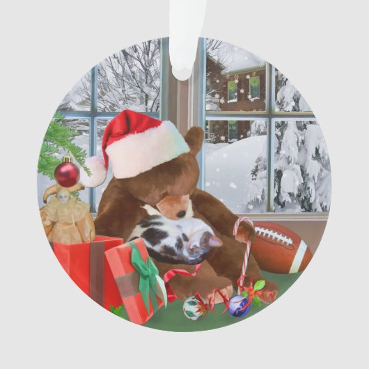 Kerstmis, slaapkat, Teddy Bear Ornament (voorkant)
