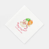 Kerstmis slapende kat rode witte papieren servette servetten (Hoek)