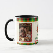 Kerstmis slee geschenken geruite 2 foto's mok (Links)