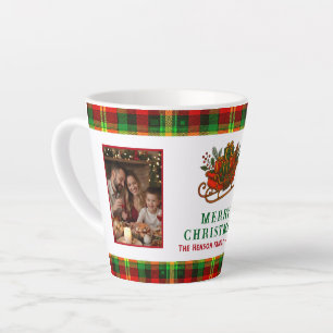 Kerstmis slee Kado's geruite 2 foto's Latte Mok