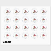 Kerstmis slee met eland kerstmis babyshower ronde sticker (Vel)