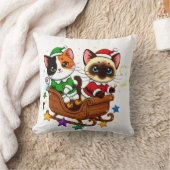 Kerstmis slee slee katten! kussen (Deken)