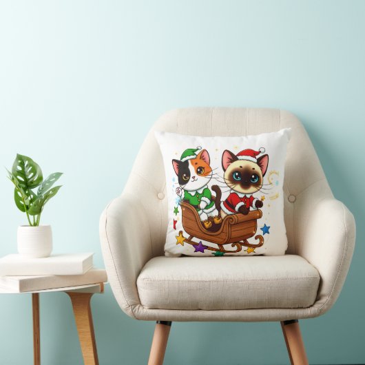 Kerstmis slee slee katten! kussen (Stoel)