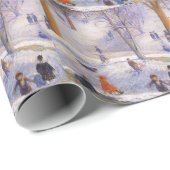 Kerstmis, sleeën, Central Park Glackens Cadeaupapier (Rol Hoek)