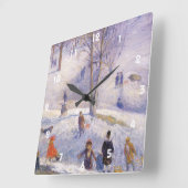 Kerstmis, sleeën, Central Park Glackens Vierkante Klok (Hoek)