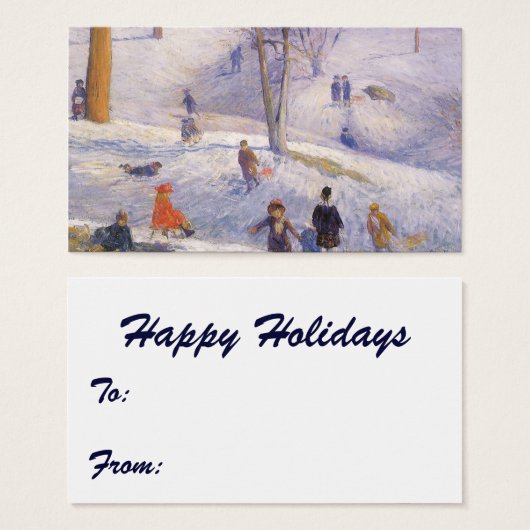 Kerstmis, sleeën, Central Park Glackens Visitekaartjes (Voorkant /achterkant)