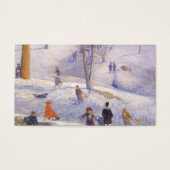 Kerstmis, sleeën, Central Park Glackens Visitekaartjes (Voorkant)