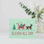 Kerstmis Sleigh All Day Briefkaart (Staand voorkant)