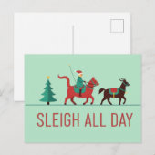 Kerstmis Sleigh All Day Briefkaart (Voorkant / Achterkant)