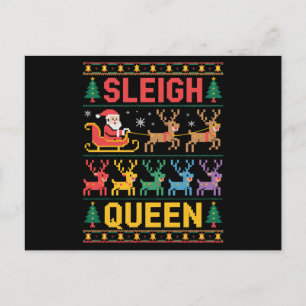Kerstmis Sleigh Koningin Santa Rendier Horrort-shi Feestdagenkaart