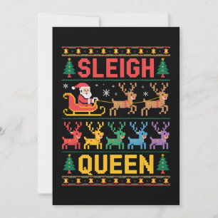 Kerstmis Sleigh Koningin Santa Rendier Horrortr Gu Kaart
