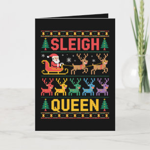 Kerstmis Sleigh Koningin Santa Rendier Horrortrui Kaart
