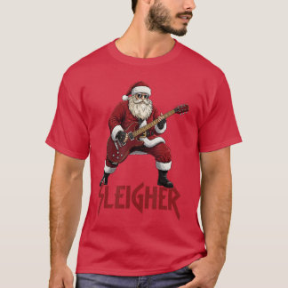 Kerstmis Sleigher Heavy Metal Kerstman Rock On Xma T-shirt