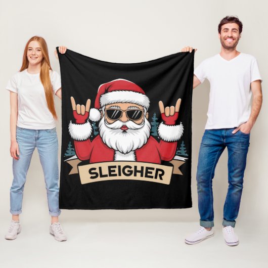 Kerstmis Sleighers Kerstman Rock Xmas Rocker Fleece Deken (In situ)